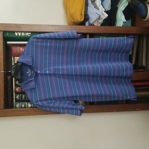 Nat Nast Blue polo w red white and blue stripes men's L